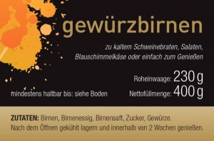 Beschreibung Gewürzbirnen, Geschmack im Glas